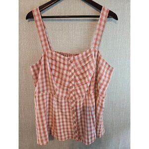 Torrid Size 2X Gingham Smocked Babydoll Tank Top Adjustable Straps‎ New